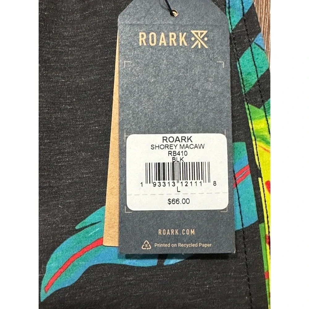 ROARK Mens Swim Boardshorts Shorey Macaw Black Hemp Blend Thomas Sz L